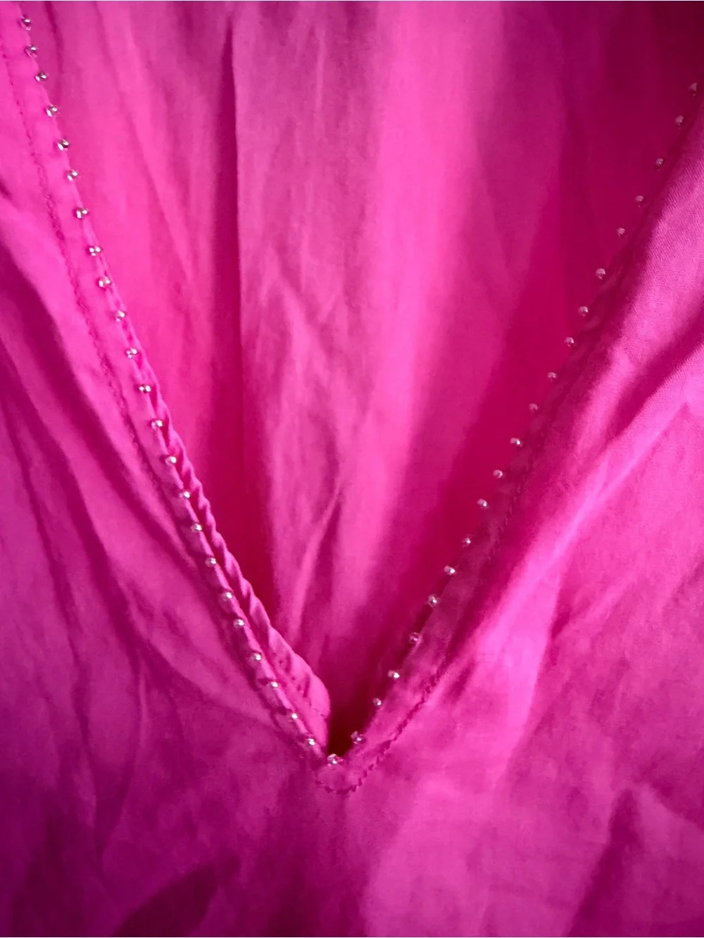 J. Crew V-Neck Tunic in Bright Pink beaded edges